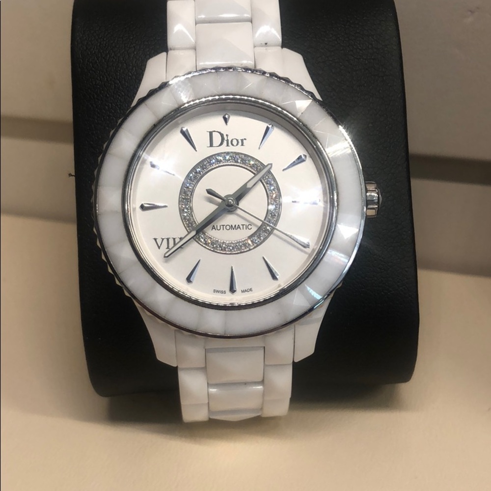 Dior VIII White Ceramic Watch with Diamonds-CD1245E3C003